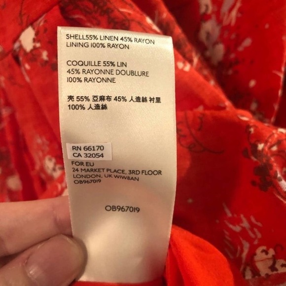 FREE PEOPLE Linen All Mine One Shoulder Red Floral Mini Dress Size Medium NWOT - Picture 10 of 12